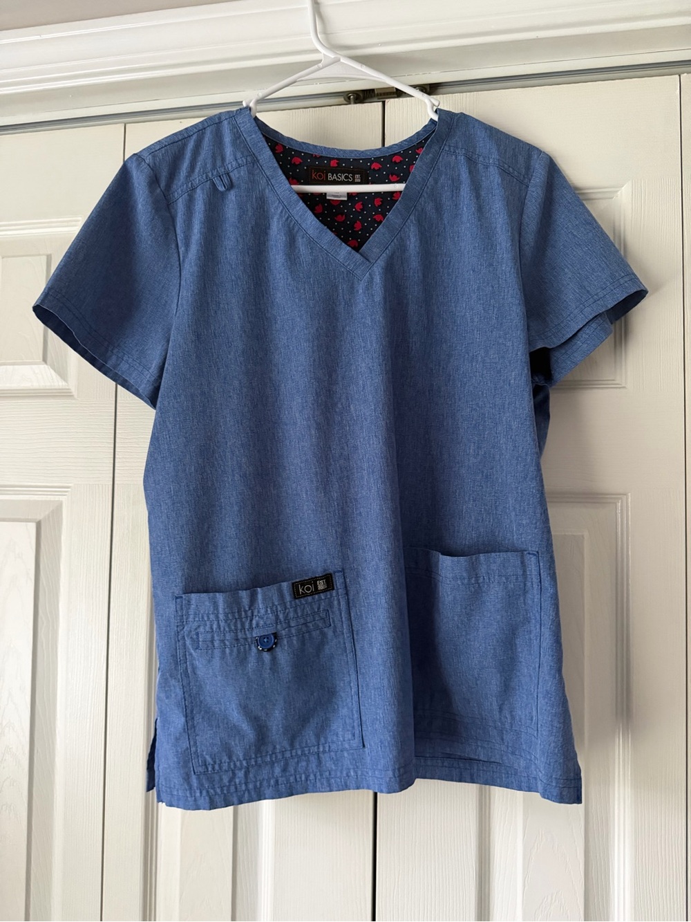 koi Basics Blue V-Neck Medical Scrub Top with pants